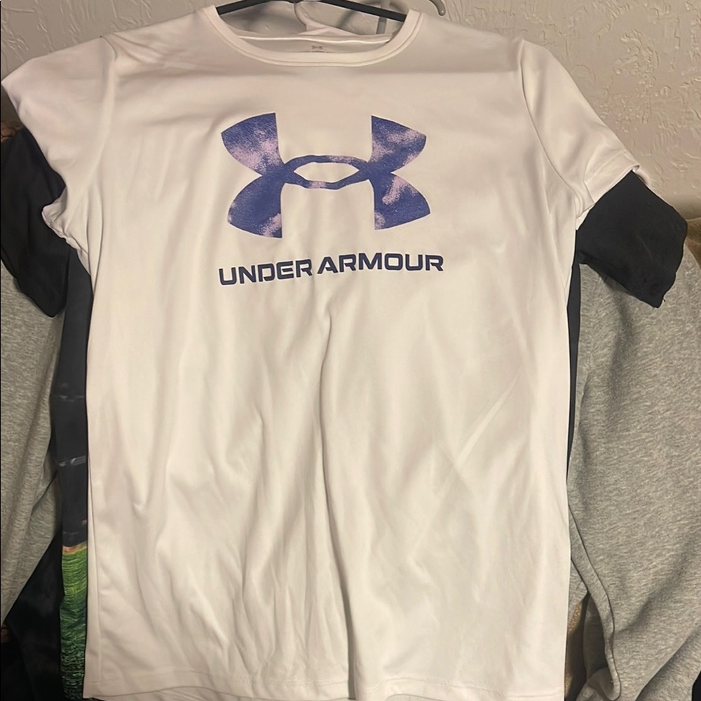 Under Armour White Tee with Purple Logo